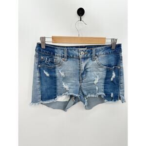 Dex Tuxedo Blue Mid Rise Slim Classic Shorts Stretch Cut Off Womens Size 27